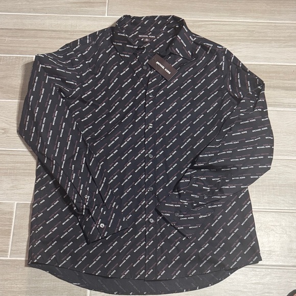 Michael Kors Black Logo Print Men's Shirt - Picture 1 of 2
